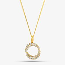 14ct Yellow Gold 0.33ct Brilliant Cut Diamond Crossover Circle Necklace 233761 585/GG