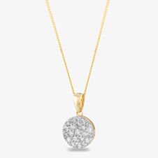 9ct Yellow Gold 0.50ct Diamond Circle Pendant Necklace THP29213-50
