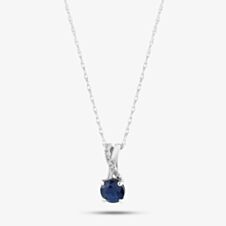  9ct White Gold Sapphire & Diamond Crossover Pendant Necklace OJP1703-BS