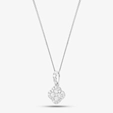 9ct White Gold 0.50ct Diamond Quatrefoil Cluster Necklace PP05328 5.13.0024