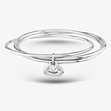 Sterling Silver and Diamond Teardrop Three Row Bangle PBC02791