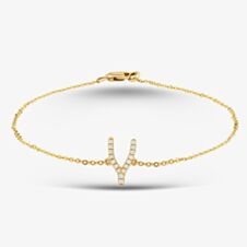 14ct Yellow Gold Brilliant Cut Diamond Wishbone 7 Inch Bracelet B39126KY14DD