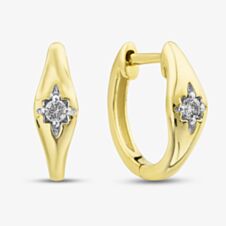 Pure Brilliance 9ct Yellow Gold 0.08ct Brilliant Cut Diamond Huggie Hoop Earrings THE42986-08NJ