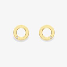 9ct Yellow Gold Diamond Open Circle Stud Earrings 12325147264
