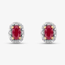 9ct Diamond Ruby Oval Stud Earrings BSE0006-R