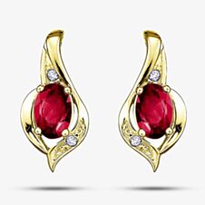 9ct Yellow Gold Ruby and Diamond Swirl Stud Earrings E1860/7-9