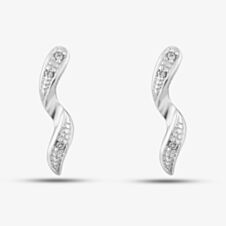 9ct White Gold 0.03ct Diamond Swirl Earrings PE03449W