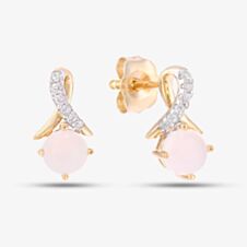 9ct Yellow Gold Round Opal & Diamond Crossover Stud Earrings PE05560YOP