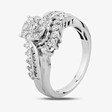 9ct White Gold 1.00ct Diamond Twist Fancy Cluster Ring THR19651-100