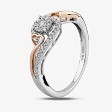 9ct Two Tone Gold 0.20ct Diamond Open Heart Cluster Ring THR15847-20TT