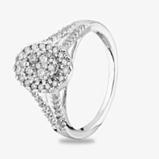 9ct White Gold 0.50ct Diamond Oval Cluster Split Shoulder Ring THR21963-50