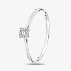 9ct White Gold 0.07ct Diamond Sqaure Cluster Ring PR20432W