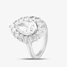Platinum Certified 5.21ct Pear & Brilliant Cut Diamond Halo Ring 15617