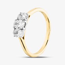 18ct Yellow Gold 1.06ct Oval Cut Diamond Three Stone Ring RN6359 18YW