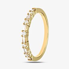 18ct Yellow Gold 0.45ct Baguette & Brilliant Cut Diamond Half Eternity Ring PR09207 18KY