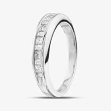 18ct White Gold 0.50ct Princess & Baguette Cut Diamond Half Eternity Ring R10548W-0.50 N