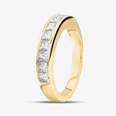 18ct Yellow Gold 1.01ct Princess Cut Half Eternity Ring R9357Y M