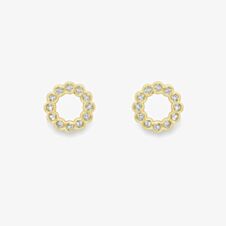 18ct Yellow Gold Diamond Circle Stud Earrings 13225147258
