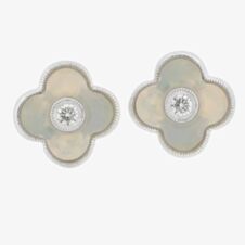 Ungar & Ungar 18ct White Gold Diamond & Opal Flower Stud Earrings 8WE3949D OP