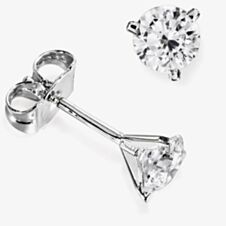 18ct White Gold 0.40ct Brilliant Round 3 Claw Diamond Earrings F102E(3.8)PR