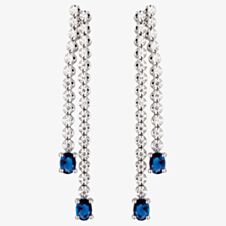 18ct White Gold Sapphire & Diamond Two Row Drop Earrings HSE2000(BS)
