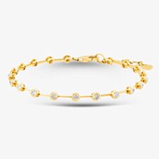 18ct Yellow Gold 1.00ct Brilliant Cut Diamond Bar Bracelet HB008(1.00CT)