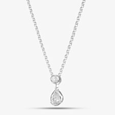 18ct White Gold 0.31ct Pear & Brillaint Cut Diamond Dropper Necklace P22430GW18DD