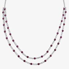 18ct White Gold Ruby & Diamond Two Row Necklace HSN1061(RU)