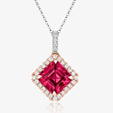 Tivon 18ct Two Colour Gold Pink Tourmaline and Diamond Cluster Necklace PTTR-0933-PT
