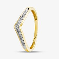Pure Brilliance 9ct Yellow Gold 0.12ct Diamond Wishbone Half Eternity Ring THR14730