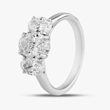 Platinum 2.32ct Oval Cut Diamond Three Stone Ring RN5452 PLT K