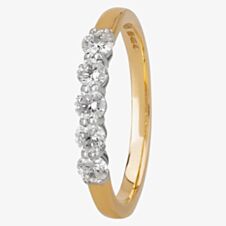 1888 Collection 18ct Yellow Gold Brilliant Cut 0.50ct Five Stone Diamond Ring HET1001