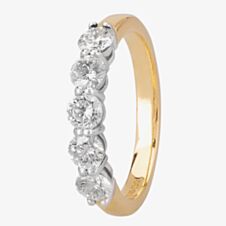 1888 Collection 18ct Yellow Gold Brilliant Cut 1.01ct Five Stone Diamond Ring HET1001