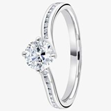 1888 Collection 18ct White Gold Brilliant Cut 0.26ct Diamond Shoulder-Set Solitaire Ring RI-137B