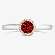 Tivon 18ct White Gold & Brilliant Cut 0.60ct Garnet Halo Ring RTT-1637-GR