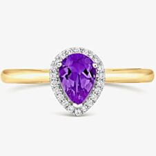 Tivon 18ct Yellow Gold Pear Cut Amethyst Diamond Set Ring RTT-1644-AM