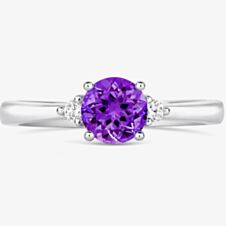 Tivon 18ct White Gold Brilliant Cut 0.40ct Amethyst Three Stone Ring RW-1638-AM