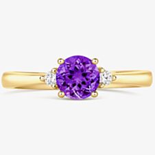 Tivon 18ct Yellow Gold Briliant Cut 0.40ct Amethyst Three Stone Ring RY-1638-AM