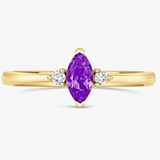 Tivon 18ct Yellow Gold Marquise Cut 0.40ct Amethyst Three Stone Ring RY-1642-AM