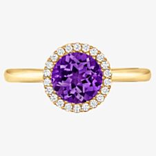 Tivon 18ct Yellow Gold & Brilliant Cut 0.75ct Amethyst Diamond Halo Ring RY-1656-AM