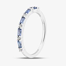 Silver Blue Baguette Cut & Brilliant Cut Cubic Zirconia Half Eternity Ring S2210