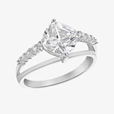 Silver Cubic Zirconia Double Split Shoulder Ring 8.84.8609