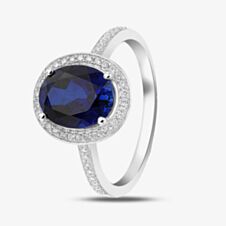 9ct White Gold Blue and White Crystal-Set Cluster Ring 5.84.9299