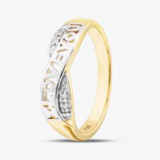Silver Gold Plated I Love You Infinity Cross Over Ring S2268Y