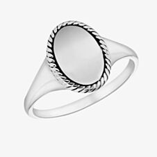 Silver Oval Twist Edge Signet Ring 8.81.0489