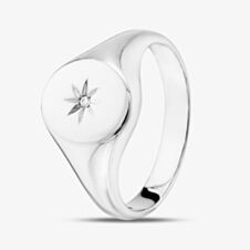 Sterling Silver Cubic Zirconia Oval Signet Ring S2050