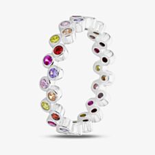 Sterling Silver Crystal Rainbow Cluster Ring 8.84.9851