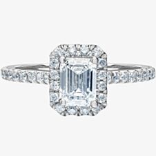 Platinum Lab Grown 1.45ct Emerald-Cut Diamond Halo Ring 3116/135