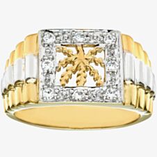 9ct Two Tone Clear Crystal Leaf Ring DIV141Y
