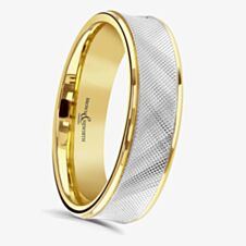 Brown & Newirth Alloy 18ct Yellow Gold & Platinum Textured 5mm Ring 7147 5.0